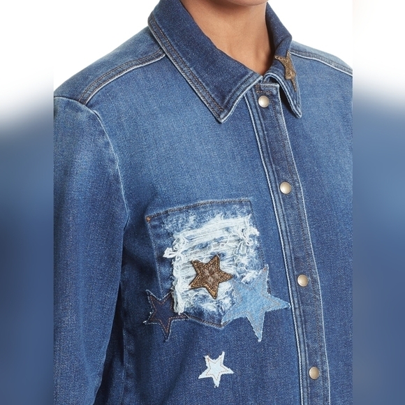 Red Valentino Star Embellished Denim Jacket - Picture 3 of 15